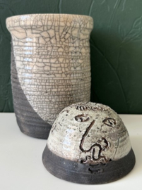 Kees Hoogendam raku dekselpot