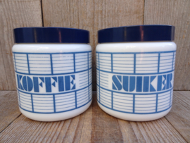 Koffie & suiker voorraadpot opaalglas