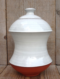 Grote dekselpot wit rood