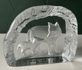 Svensk Glas presse papier wolvenpaar