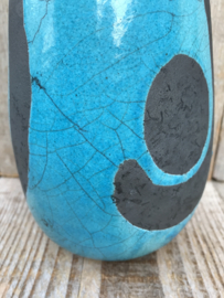 Raku vaas turquoise zwart