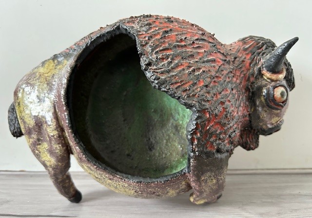 Wandsculptuur bison J. Cock