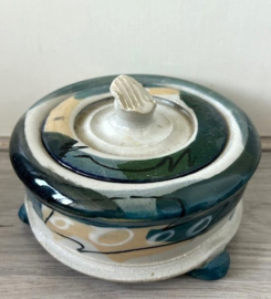 Studio keramiek dekselpot groen blauw