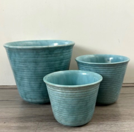 Bloempot geribbeld large lichtgroen