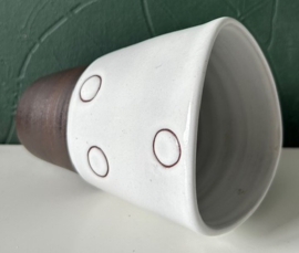 Potterij De Haemstede vaas wit cirkels