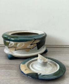 Studio keramiek dekselpot groen blauw