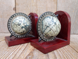 Houten boekensteunen globe mini