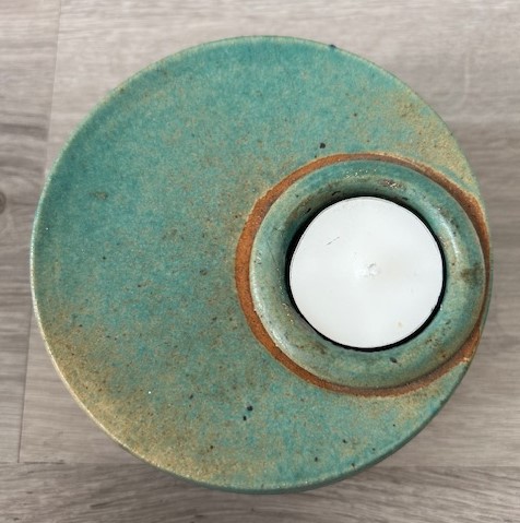 Waxinehouder rond groen turquoise