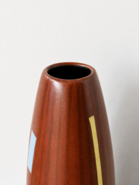 West-Germany vaas bruin blokjes decor