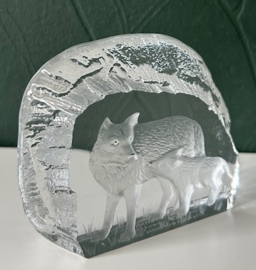 Svensk Glas presse papier wolvenpaar