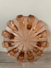 Val Saint Lambert Art Deco schaal zalmroze