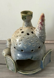 Waxinehouder huisje blauw