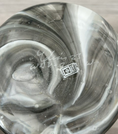 Mdina Glass flesvaas grijs wit
