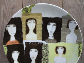 Kunst op tafel porseleinen bord 'Faces'