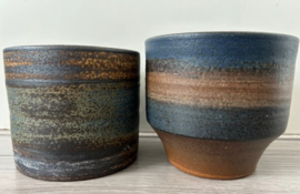 Mobach bloempot bruin blauw