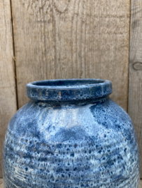 Geglazuurde tonvormige vaas lichtblauw