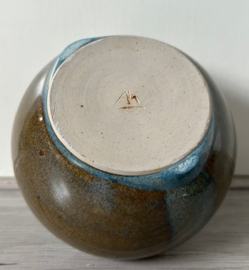 Dekselpot porselein groen blauw