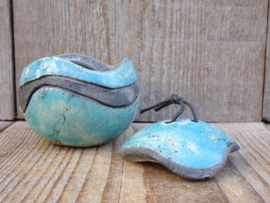 Raku dekseldoosje turquoise