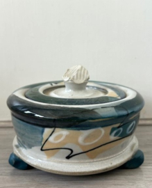 Studio keramiek dekselpot groen blauw
