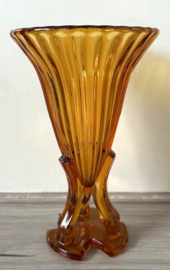 Czech Art Deco Rocket vaas ambergeel