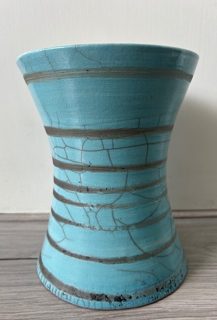 Raku diabolo vaas turquoise