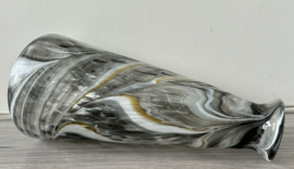 Mdina Glass flesvaas grijs wit