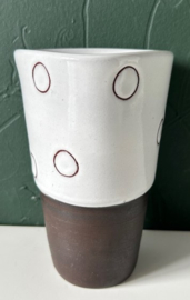 Potterij De Haemstede vaas wit cirkels