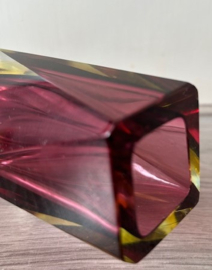 Seguso facet geslepen diamant vaas paars geel