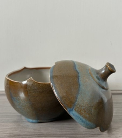 Dekselpot porselein groen blauw