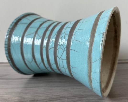 Raku diabolo vaas turquoise