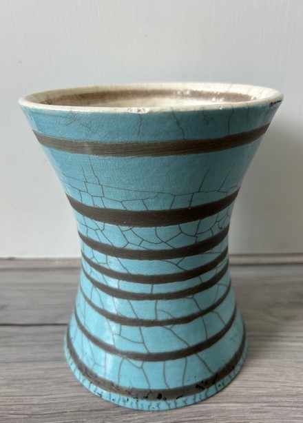 Raku diabolo vaas turquoise