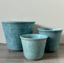 Bloempotje geribbeld small lichtgroen