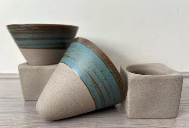 Set espresso mokjes turquoise bruin