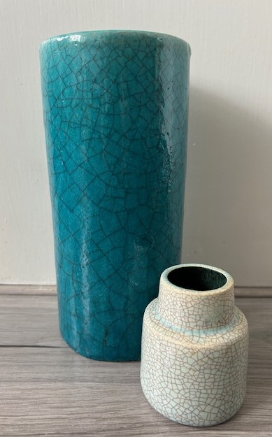 Pieter Groeneveldt vaas turquoise craquelé