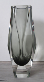 Seguso facet geslepen diamant vaas grijs