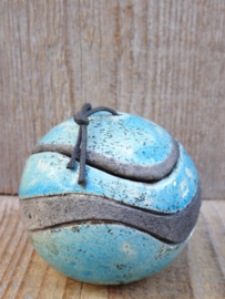Raku dekseldoosje turquoise