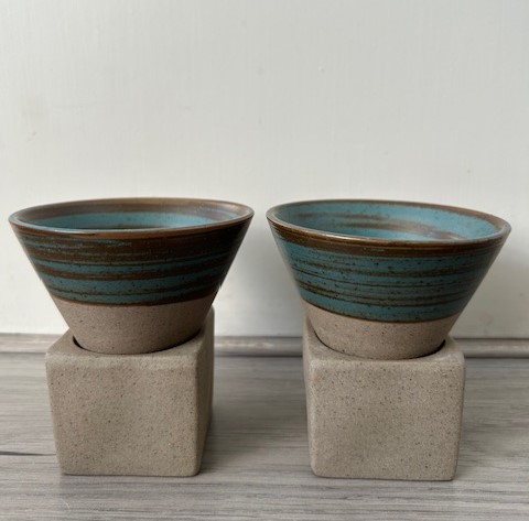 Set espresso mokjes turquoise bruin