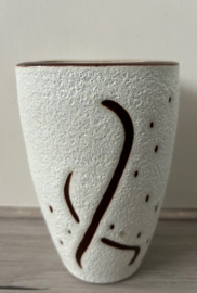 Ravelli vaasje rood-wit decor lijnen stippen