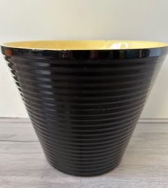 Bloempot geribbeld XL zwart geel