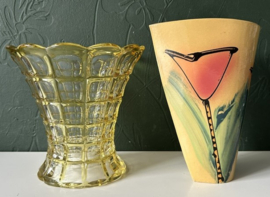 Czech Art Deco vaas citroengeel
