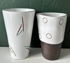 Potterij de Haemstede vaas wit strepen