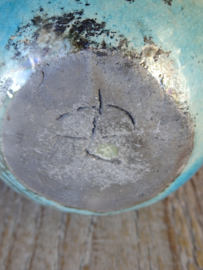 Raku dekseldoosje turquoise