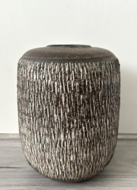 Sgraffito vaas bruin wit