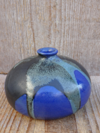 Geglazuurd vaasje donkerblauw antraciet