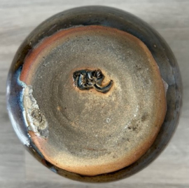 Tonvormige vaas mosgroen blauw