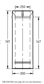 DW-250/300 mm pijp 20 cm met klemband rvs