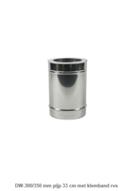 DW-300/350 mm pijp 33 cm met klemband rvs