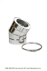 DW-300/350 mm bocht 30° met klemband rvs