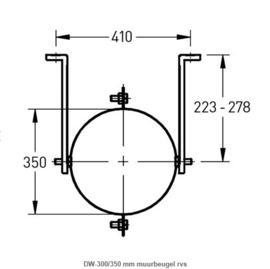 DW-300/350 mm muurbeugel rvs