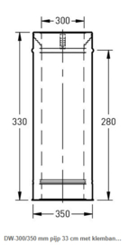 DW-300/350 mm pijp 33 cm met klemband rvs
